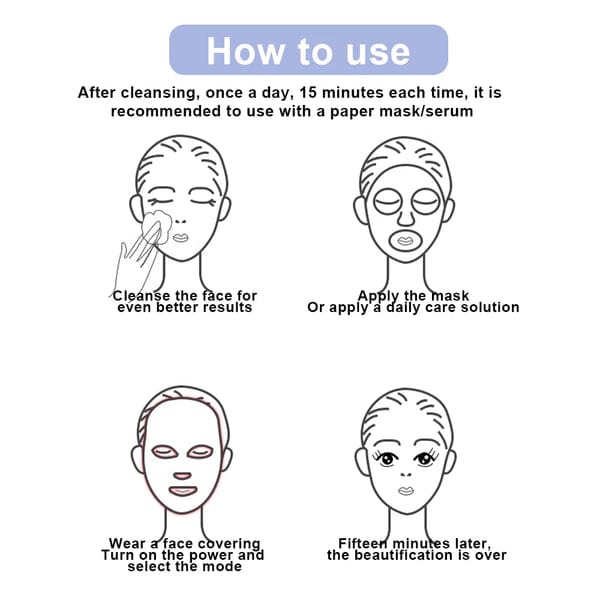 Rechargeable LED face mask skincare device — red light therapy mode