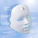 ORA rechargeable LED face mask worn on model — blue light mode